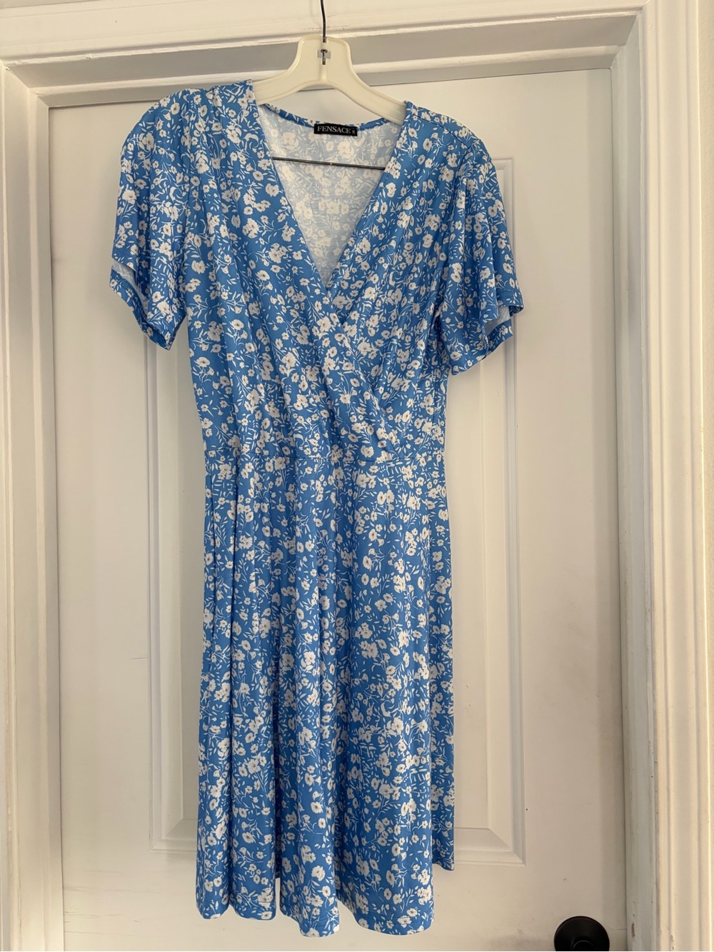Blue Floral Wrap Midi Dress by Princess